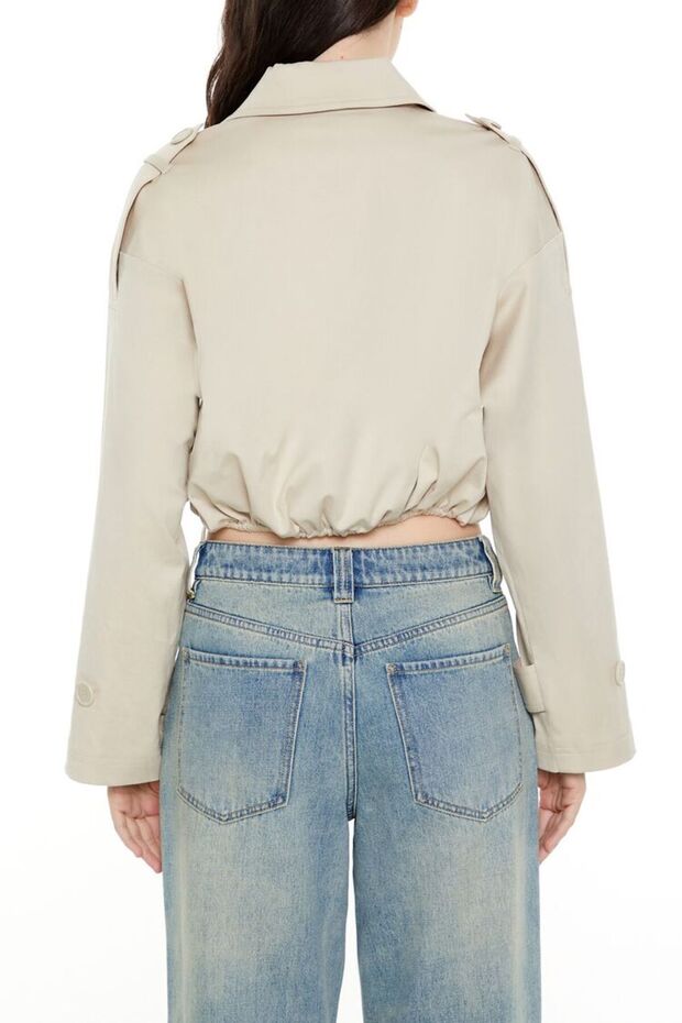 Çift Düğmeli Kısa Trençkot - 5