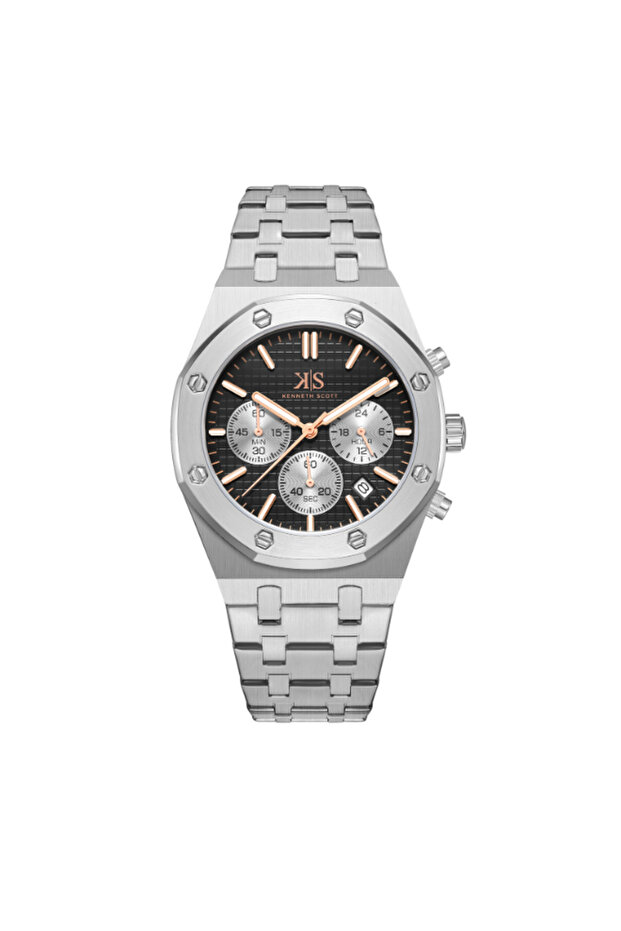 Men Multi Function Black Dial Watch - K24112-SBSB - 1