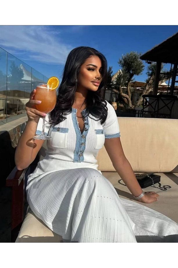 Yeni model-Triko Kot garnili Elbise - 4