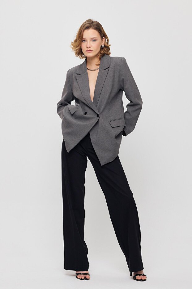 سترة تراكم رمادية تحت موديل 3882 بها غطاء جيب - 1