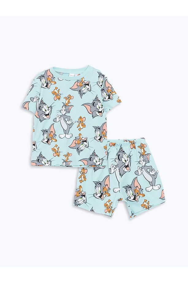 T Baskılı Erkek Bebek Şortlu Pijama Takımı - 1