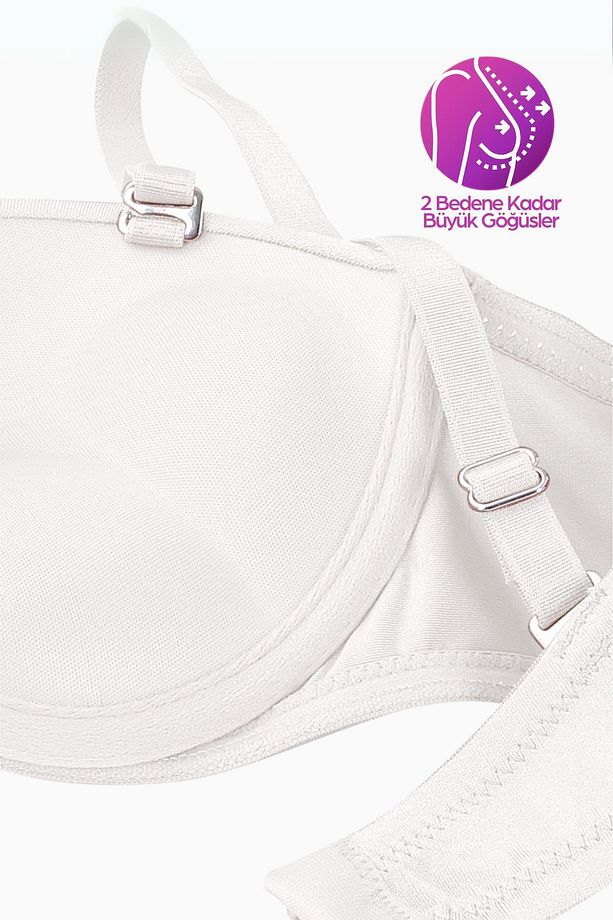 Olympos Ekstra Dolgulu Double Push Up Straplez - Beyaz - Mikro Sütyen - 2537 - 5