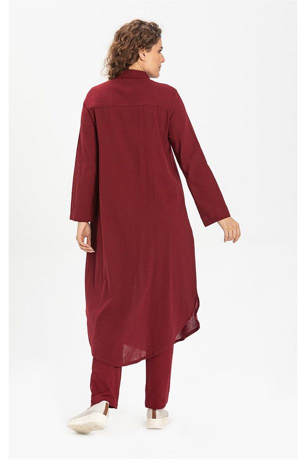 Edanur Şile Bezi Mevsimlik Ve Yazlık Tunik Bordo Brd - 3