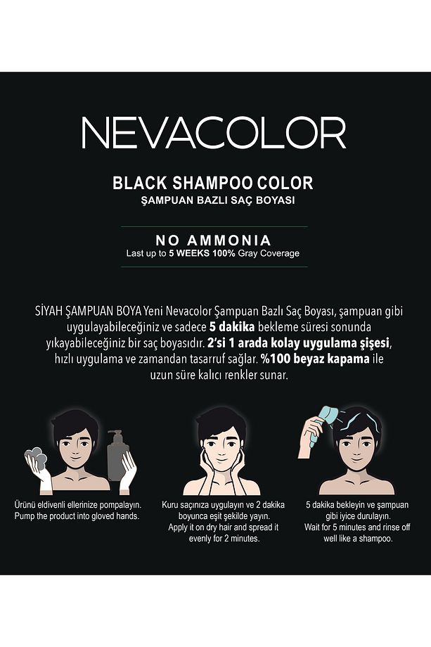 Black Shampoo Color 400ml (ŞAMPUAN BAZLI SAÇ BOYASI) Siyah Şampuan - 2
