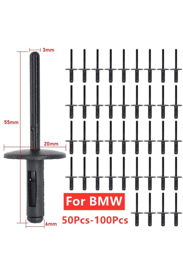 100pcs 50-100pcs Car Fastener Clips Bumper Door Panel Fender Liner Clips Plastic Rivets 6mm For BMW
