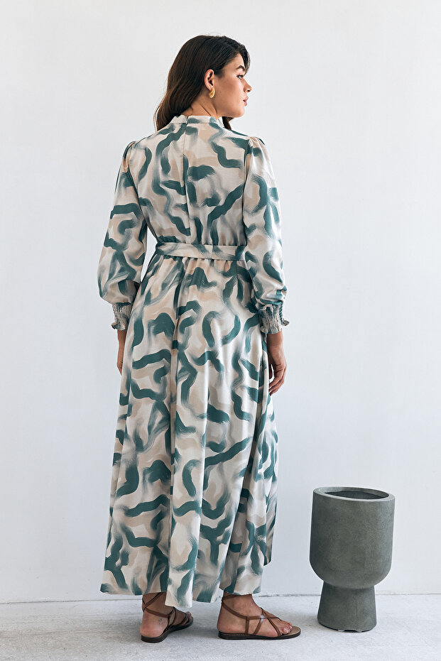 Soft Desenli Elbise - Mint - 4