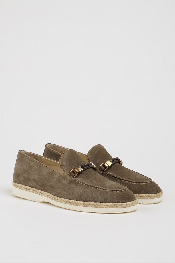 Hunter Model Süet Deri Hasır Taban Loafer Ayakkabı - 1