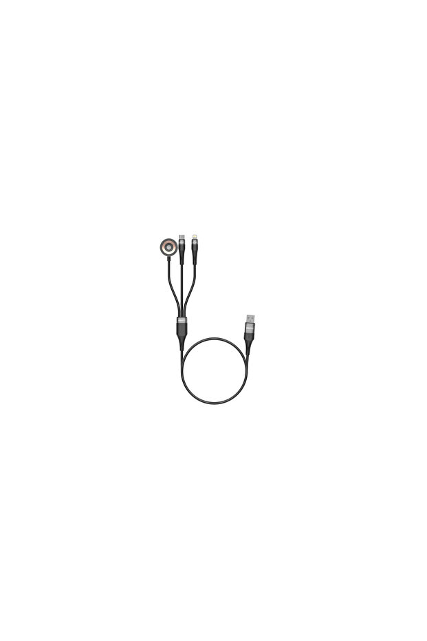 Zinc Alloy 4 in 1 (USB-A + USB-C) TO (USB-C + Lightning) Cable - 60W - 1.2M - Black - 3