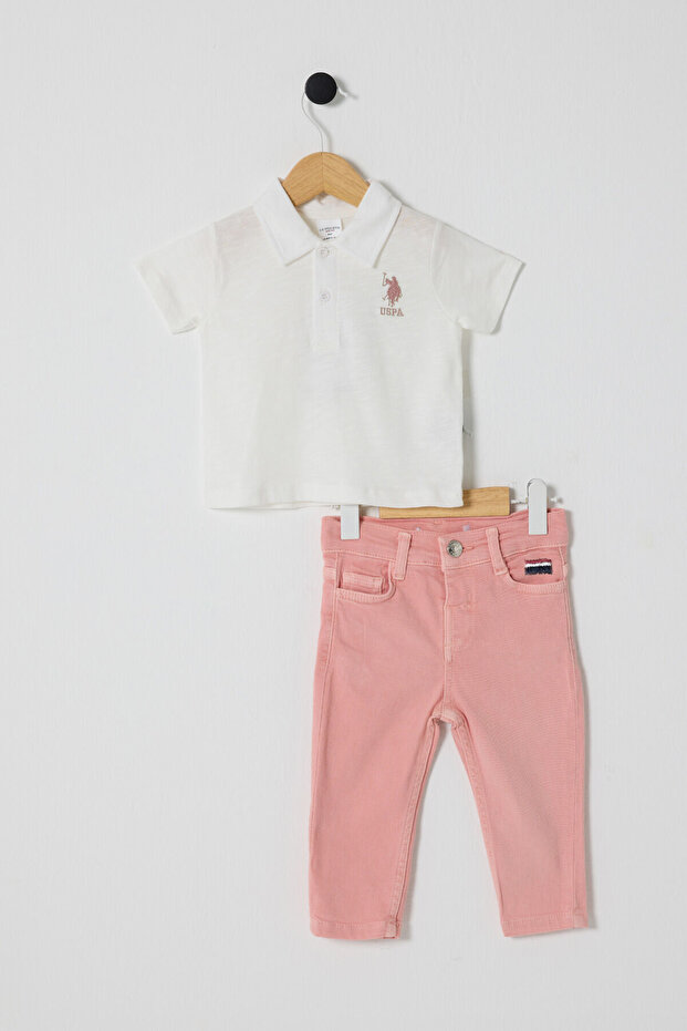 U.S. Polo Assn Baby Girl White Set