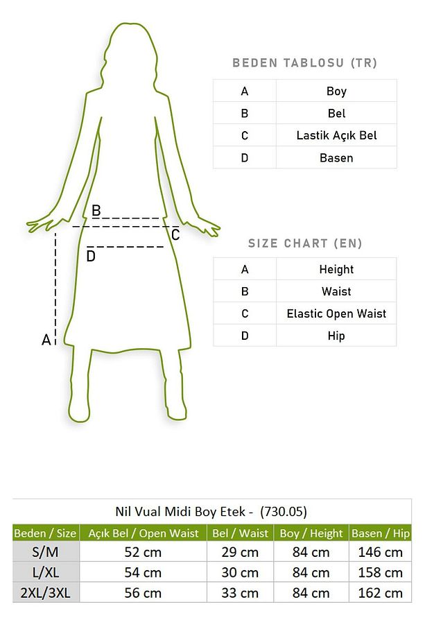 Nil Vual Midi Boy Yazlık Etek Mercan Mrcn - 7