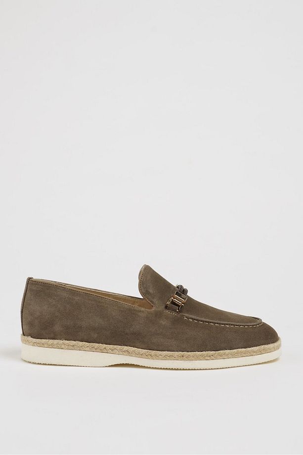 Hunter Model Süet Deri Hasır Taban Loafer Ayakkabı - 2