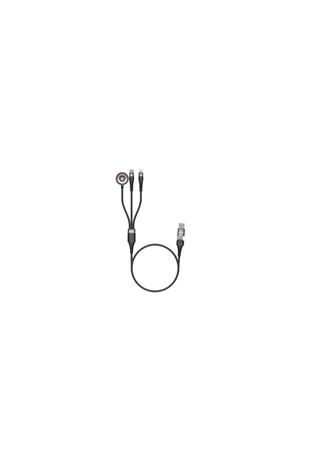 Zinc Alloy 4 in 1 (USB-A + USB-C) TO (USB-C + Lightning) Cable - 60W - 1.2M - Black - 4