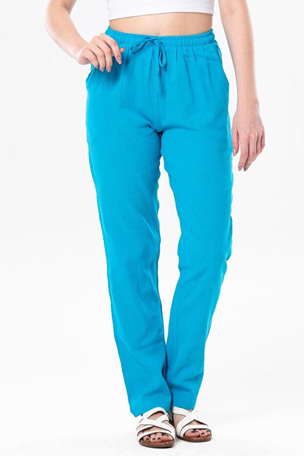 Şile Diaper Pocket Women's Summer Trousers Turquoise Trkz