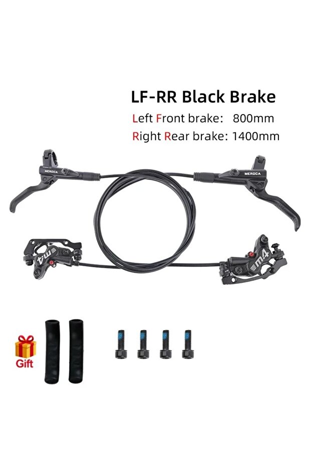 LF-RR Black Brake MEROCA 4-Piston MTB Hydraulic Brake Set With Silicone Protective Cover Front And R