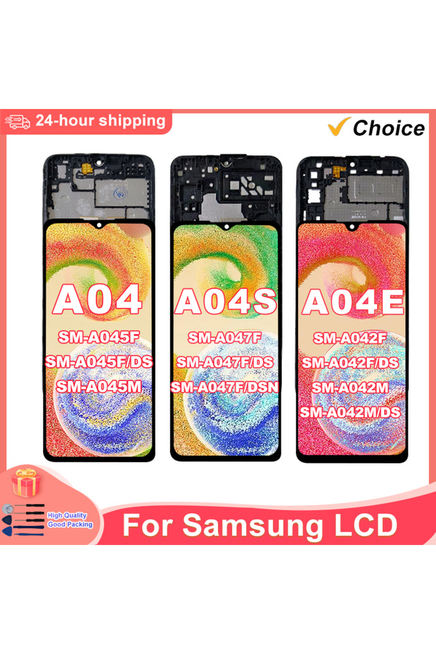A04E With Frame For Galaxy A04 LCD SM-A045F Display Touch Screen Digitizer For A04S SM-A047F/DS A. - 1