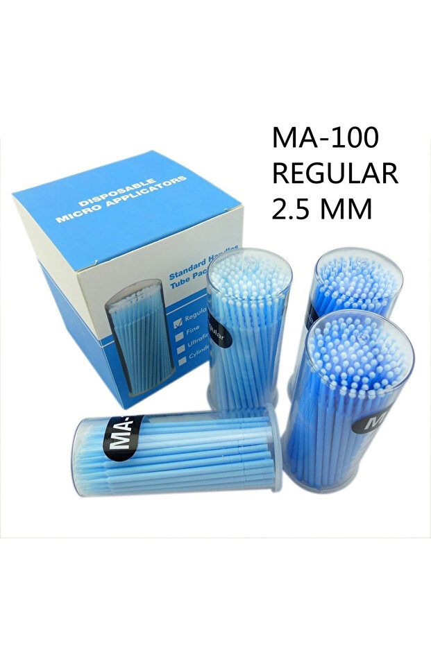 Blue 400pcs 1.2-2.5MM Dental Disposable Micro Applicator Brush /Disposable Eyelash Brushes With Prot
