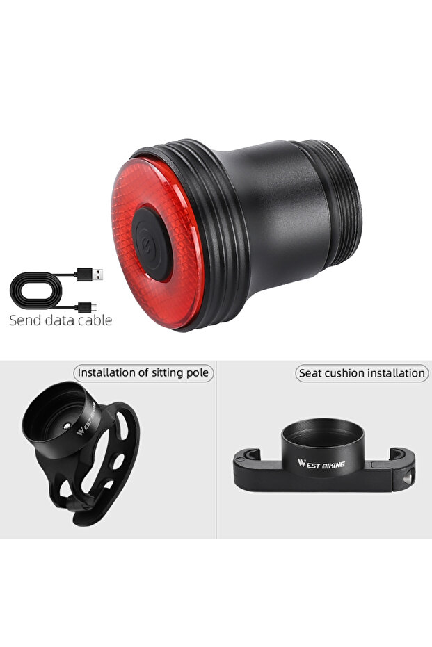 0701368 Two Bracket WEST BIKING Bike Tail Light Smart Sensing MTB Road Bike Rear Light IPX6 Waterpr