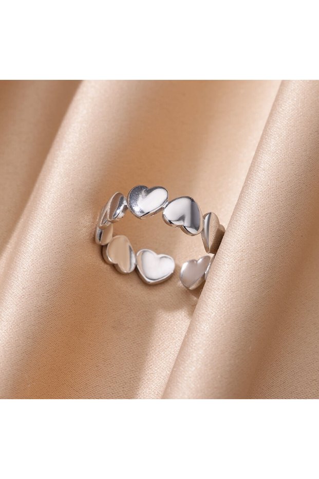 resizable JZ6279P Heart Rings For Women Gold Color Stainless Steel Heart Opening Ring Wedding Aesthe