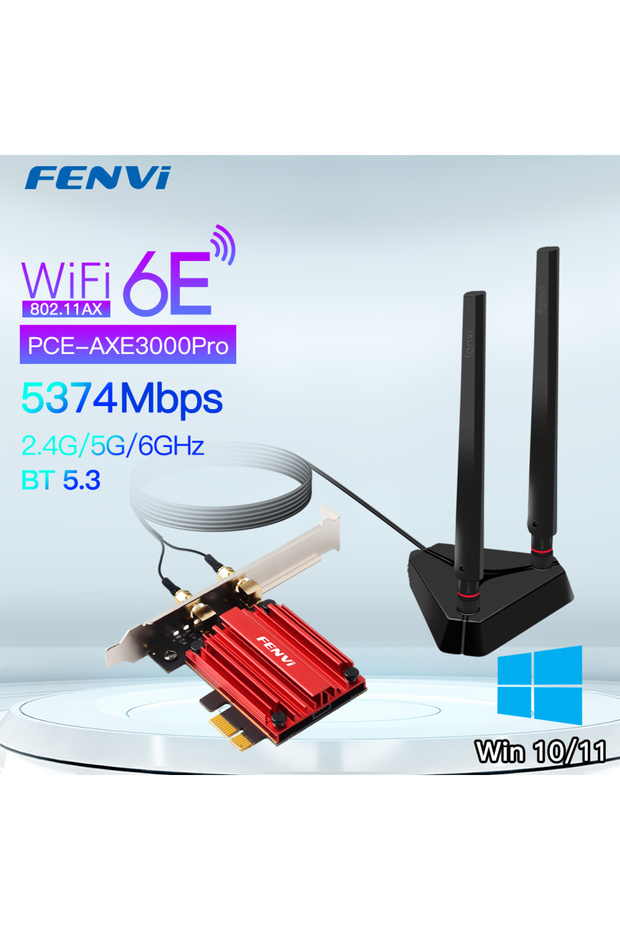 PCE-AXE3000Pro FENVI Wi-Fi 6E 5374Mbps AX210 For Bluetooth5.3 802.11AX 2.4G/5G/6Ghz Wireless PCIE Ad