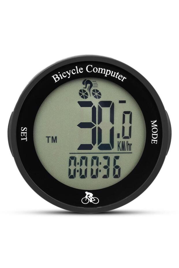 كمبيوتر دراجة لاسلكي بخلفية بيضاء ومقاوم للماء وعداد مسافات متعدد الوظائف بشاشة LCD - 1