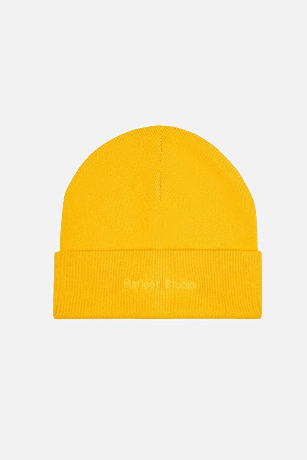 Logo Embroidered Beanie - Yellow - 1