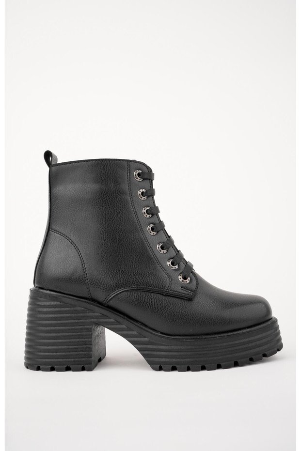 GRAZi Guaranteed Thick Sole Platform Heeled Zippered Lace Up Women's Boots