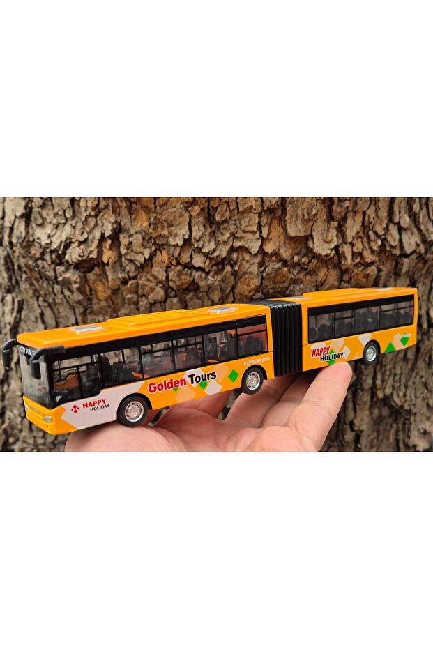 لعبة الحافلة Gusseted City Bus Bus Metrobus أصفر 22 سم سحب وإسقاط