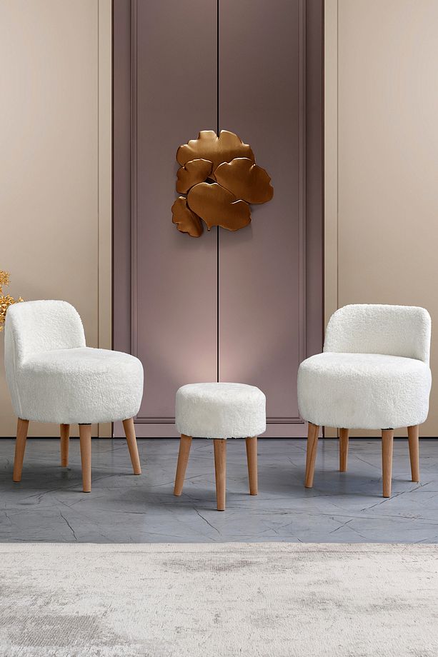 PUFFY Çay Seti Berjer Ve Puf Takımı (SALON, OFİS, BALKON) - 2'li Takım - 1