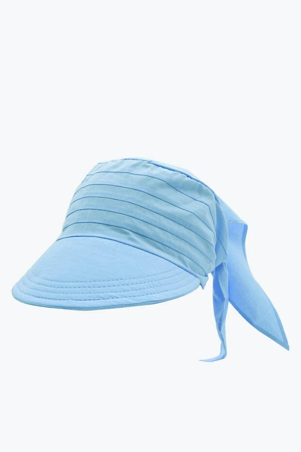 Women's Safari Tie-Up Scarf Visor Bandana Beach Hat - Baby Blue