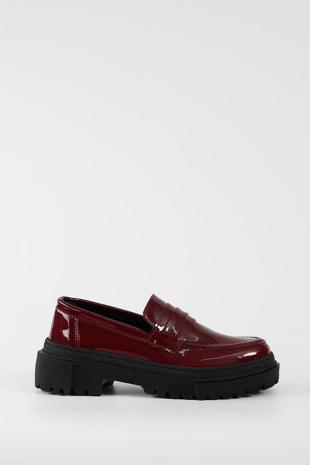 Kadın Bordo Rugan Corteko Kalın Taban Loafer Makosen Ayakkabı 4,5cm Byndlfrk02 - 7