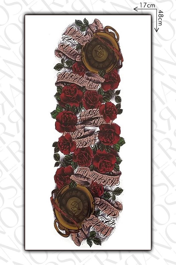 Geçici Gül Modelli Kol ve Bacak Kaplama Dövmesi / Tattoo - 2