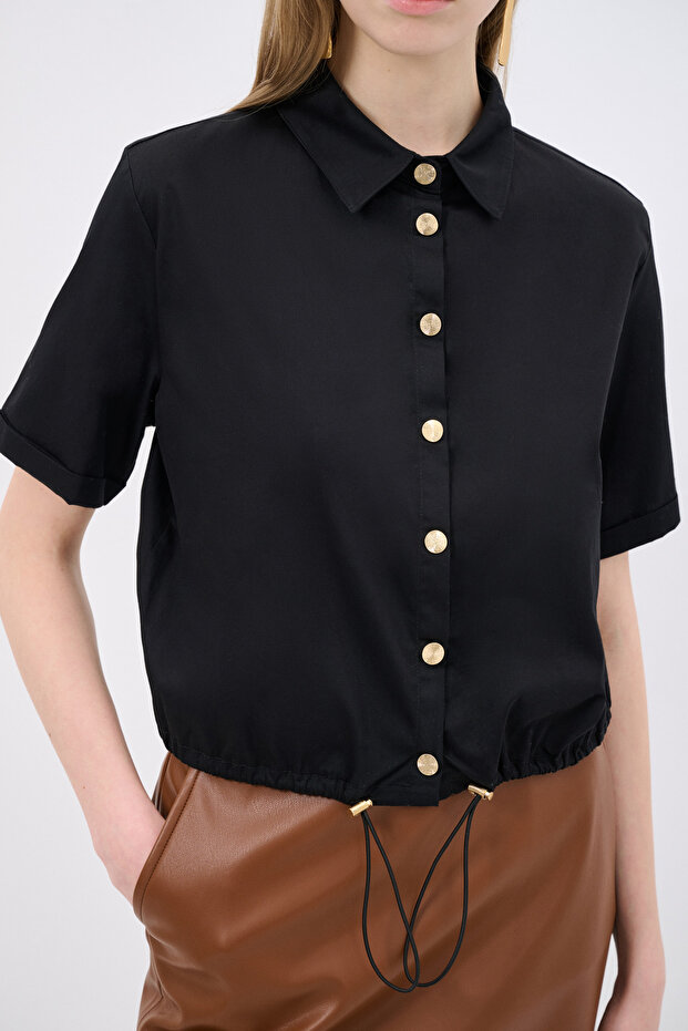 Çıtçıtlı Crop Gömlek - 3