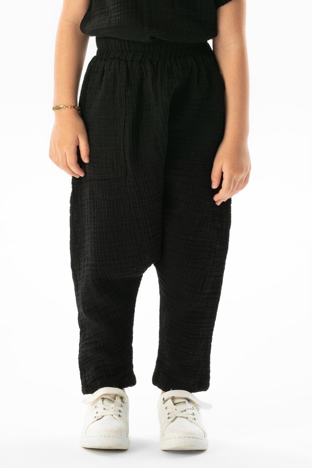 Western Summer Muslin Girl's Shalwar Black Black