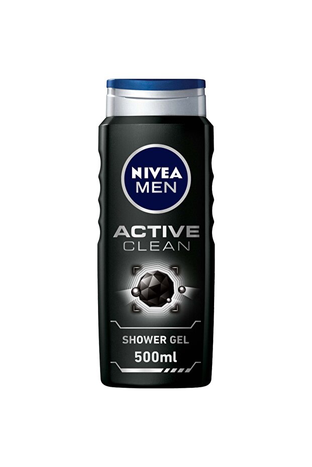 NIVEA MEN Active Clean Charcoal Shower Gel 3in1, Woody Scent, 500ml