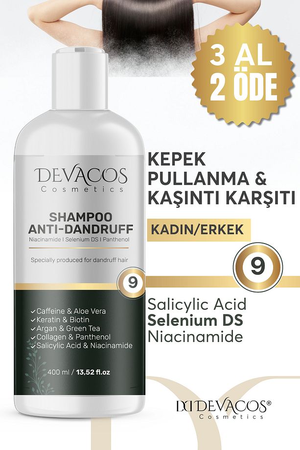 400 ml Tuzsuz Şampuan Eg.zama Şampuanı Kızarıklık Pullanma Kepek Önleyici Şampuan 9 Aktifli - 1