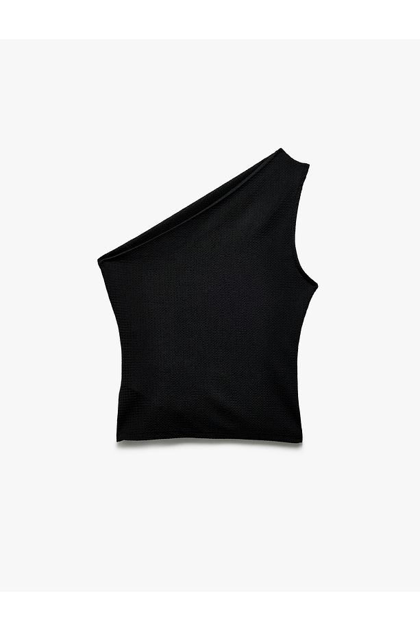 Asimetrik Drape Detaylı Tek Omuz Bluz - 4