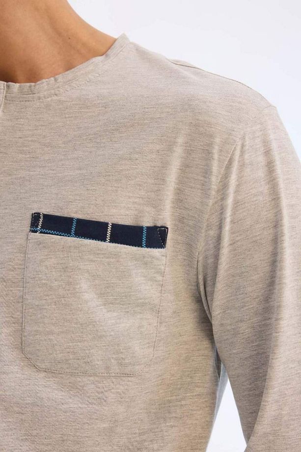 Yeni Sezon Regular Fit Pijama Takımı Uzun Kollu Üst Kareli Uzun Alt - 6