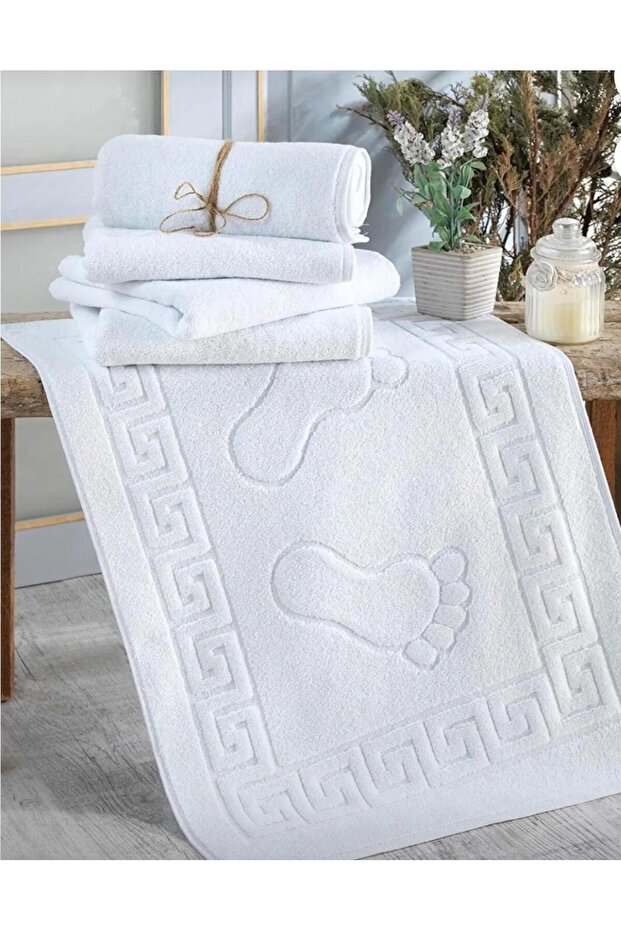 Riva White 100% Cotton 50 X 70 cm Bath Foot Towel