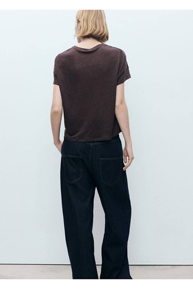 Regular kesim keten tişört - 4