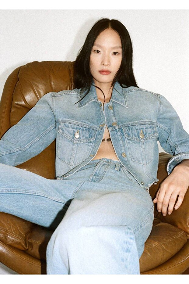 Dikişsiz denim mont - 8