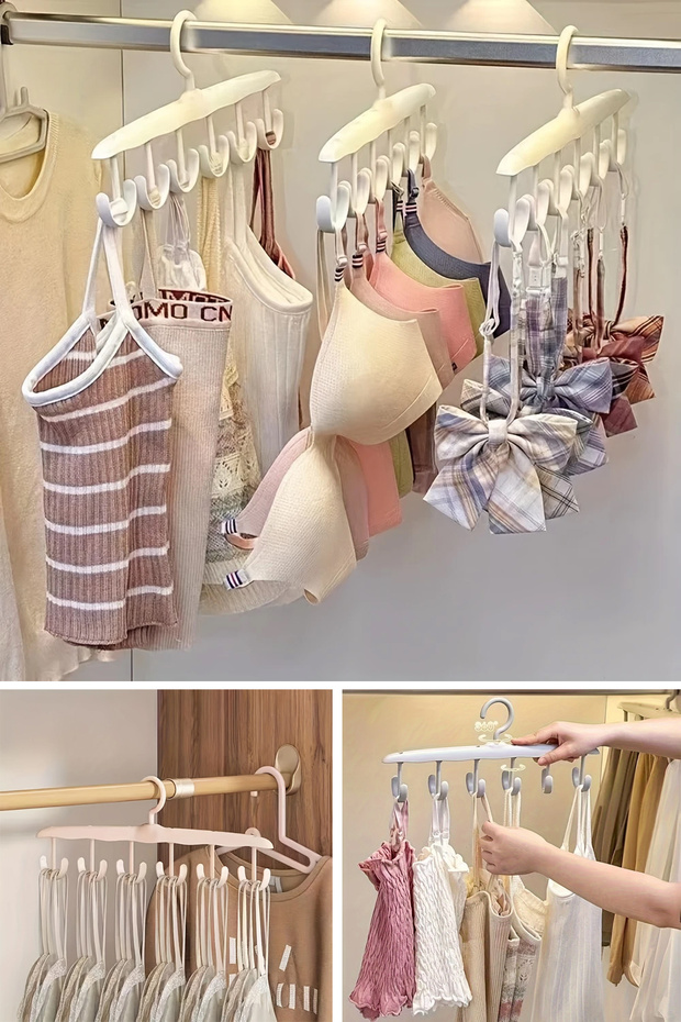 1 Adet Yer Tasarruflu 6 Kancalı Plastik Askı - Sütyen, Atlet ve Eşarplar İçin - 1