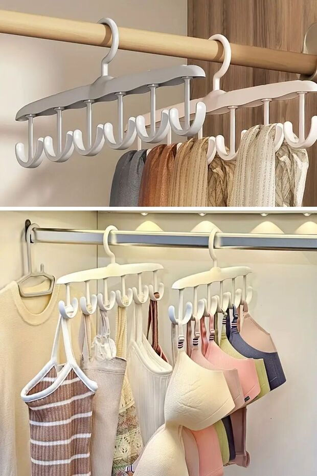 1 Adet Yer Tasarruflu 6 Kancalı Plastik Askı - Sütyen, Atlet ve Eşarplar İçin - 3