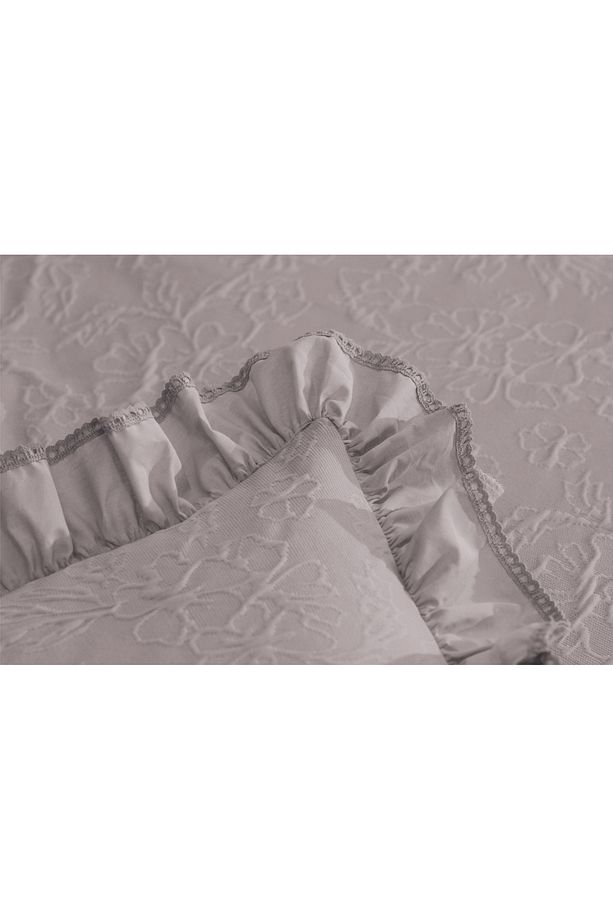 Lady-Bej Çift Kişilik Fırfırlı %100 Pamuk Yatak Örtüsü Takımı - 6