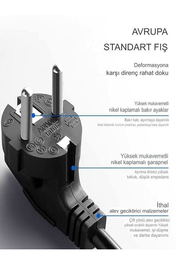 Ftr 2500w Termal Akım Korumalı 3’lü Priz – 2 Usb, 1 Type-c, 2 Metre Kablo, Sigortalı Çoklayıcı, 10a - 3