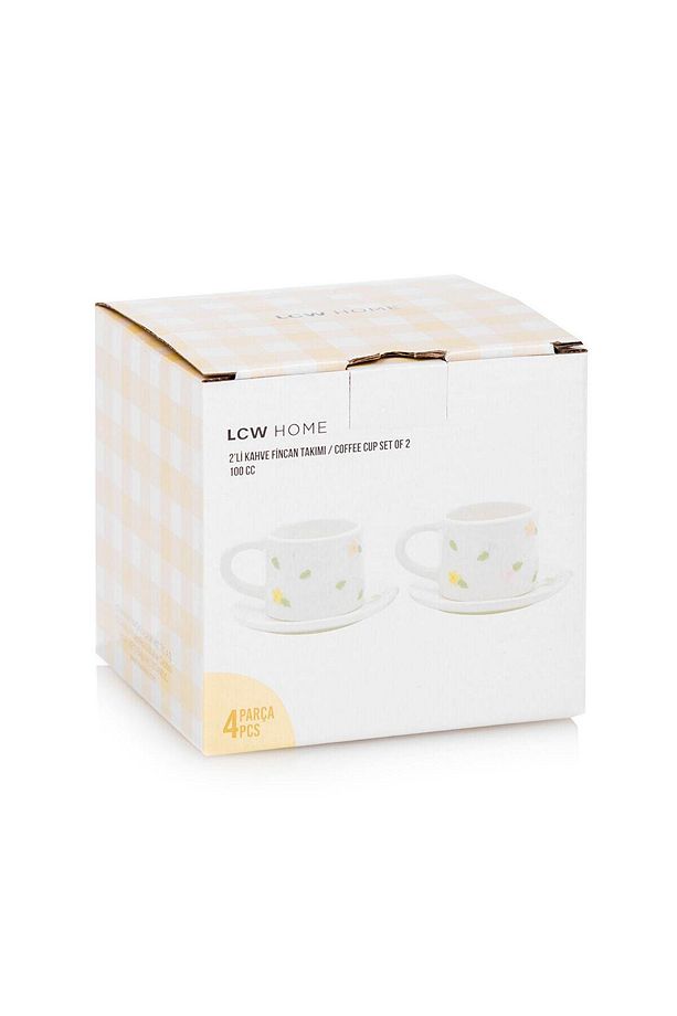 LCW HOME  Çiçek Desenli 2 Kişilik Seramik Kahve Fincan Takımı 90 Ml - 4