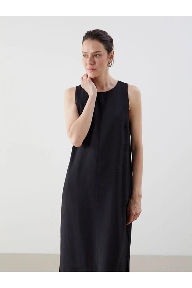 LCW Comfort Siyah Bisiklet Yaka Modal Karışımlı Elbise - 2