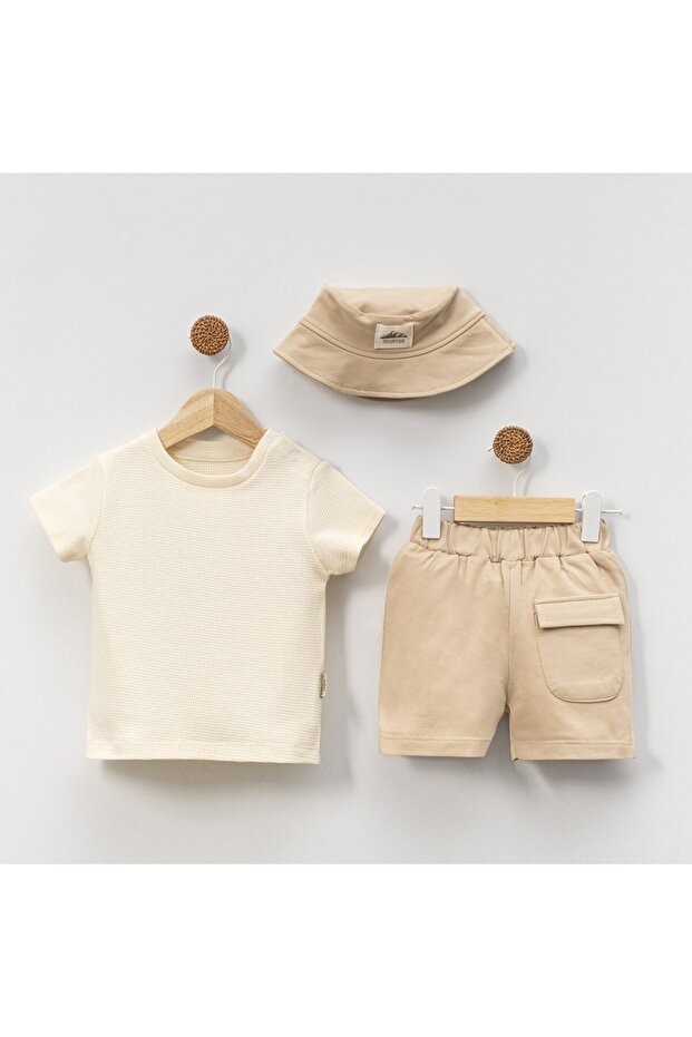 Summer 100% Cotton Safari Hat Baby Boy 3 Piece Set