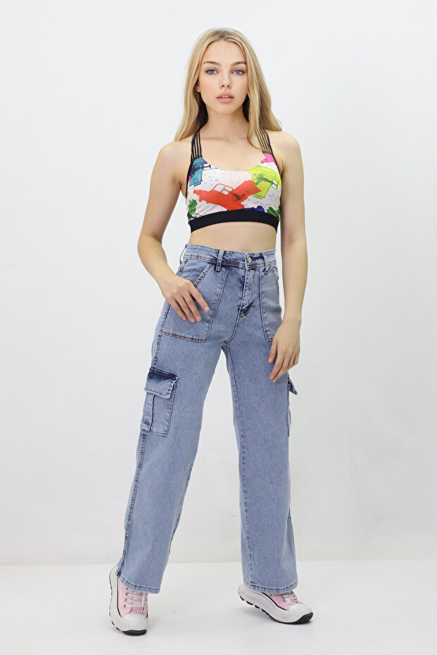 Women's Cargo Jeans with Side Pockets