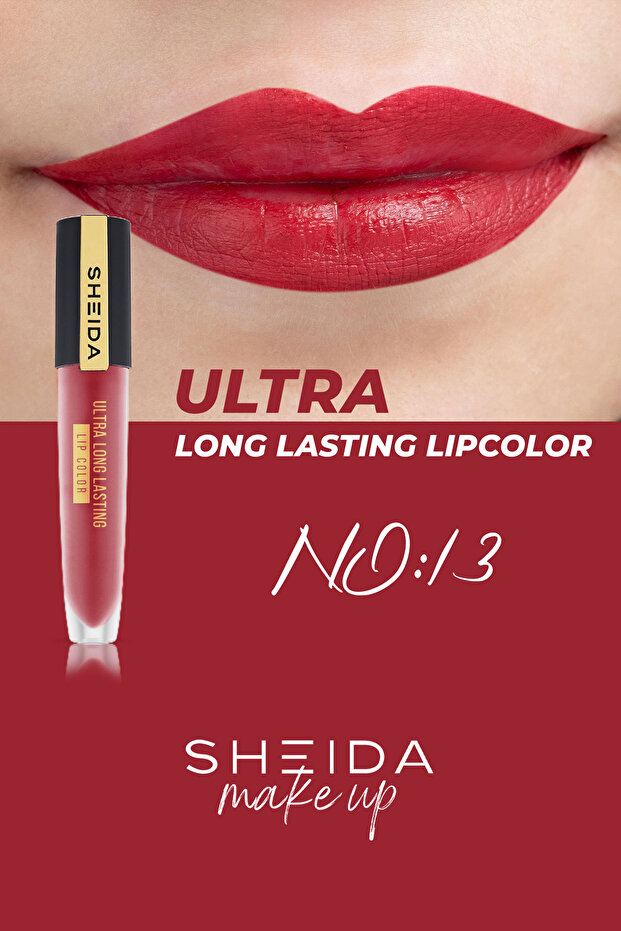Long Lasting Matte Liquid Lipstick - with Intense Pigment and Vitamin E - No 13