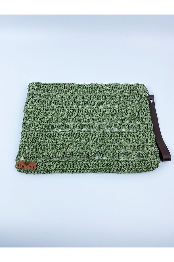 El Yapımı Hasır Portföy Kağıt İp  Clutch Çanta / En 32 cm. Uzunluk 21 cm. - 1